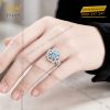 Nhẫn nữ vàng trắng Au750 đính đá Topaz