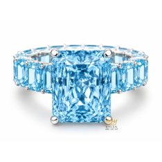 Nhẫn nữ vàng trắng Au750 đính đá Topaz