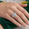 Nhẫn nữ vàng trắng Au750 đính đá Topaz