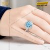 Nhẫn nữ vàng trắng Au750 đính đá Topaz