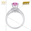 Nhẫn nữ vàng trắng Au750 đính kim cương và sapphire hồng