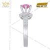 Nhẫn nữ vàng trắng Au750 đính kim cương và sapphire hồng