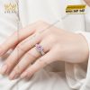 Nhẫn nữ vàng trắng Au750 đính kim cương và sapphire hồng