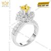 Nhẫn nữ vàng trắng Au750 đính kim cương và sapphire vàng
