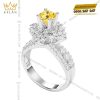Nhẫn nữ vàng trắng Au750 đính kim cương và sapphire vàng