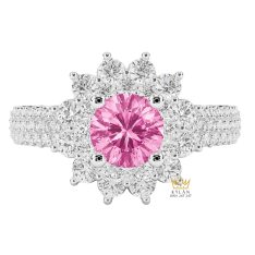 Nhẫn nữ vàng trắng Au750 đính sapphire hồng