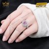 Nhẫn nữ vàng trắng Au750 đính sapphire hồng