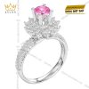 Nhẫn nữ vàng trắng Au750 đính sapphire hồng