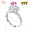 Nhẫn nữ vàng trắng Au750 đính sapphire hồng
