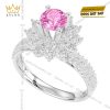 Nhẫn nữ vàng trắng Au750 đính sapphire hồng