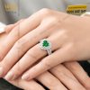 Nhẫn nữ vàng trắng Au750 đính sapphire xanh lá
