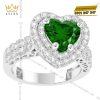 Nhẫn nữ vàng trắng Au750 đính sapphire xanh lá