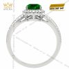 Nhẫn nữ vàng trắng Au750 đính sapphire xanh lá