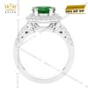 Nhẫn nữ vàng trắng Au750 đính sapphire xanh lá