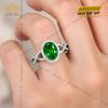 Nhẫn nữ vàng trắng Au750 đính sapphire xanh lá