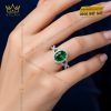 Nhẫn nữ vàng trắng Au750 đính sapphire xanh lá