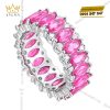 Nhẫn nữ vàng trắng Au750 đính sapphire hồng