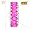 Nhẫn nữ vàng trắng Au750 đính sapphire hồng