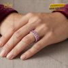 Nhẫn nữ vàng trắng Au750 đính sapphire hồng