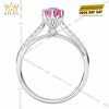 Nhẫn nữ vàng trắng Au750 đính kim cương và sapphire hồng
