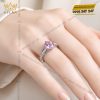 Nhẫn nữ vàng trắng Au750 đính kim cương và sapphire hồng