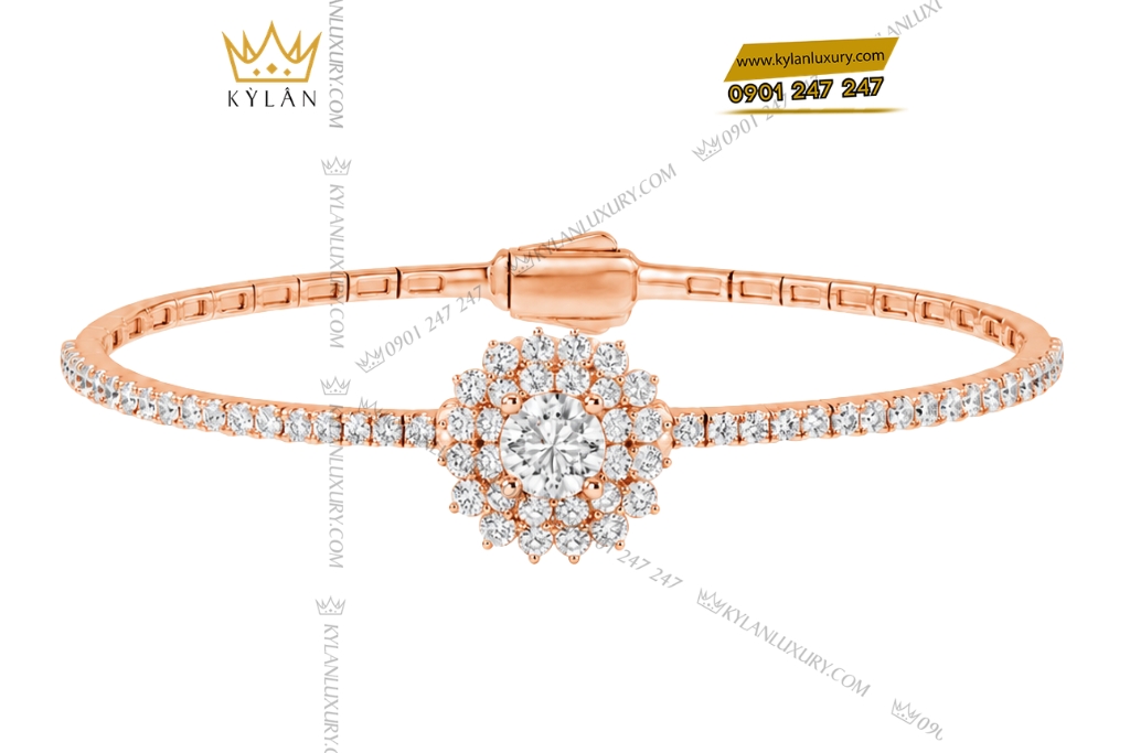 Kỳ Lân Luxury Vong tay vang hong Au750 dinh kim cuong 2 Vòng tay vàng hồng Au750 đính kim cương