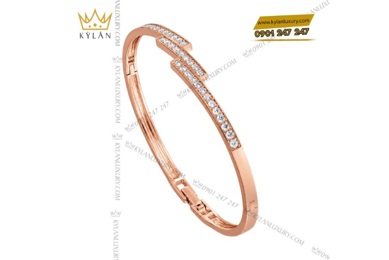 Vòng tay vàng hồng Au750 đính kim cương
