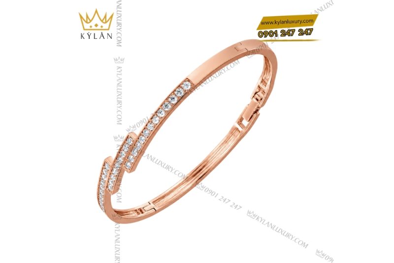 Vòng tay vàng hồng Au750 đính kim cương