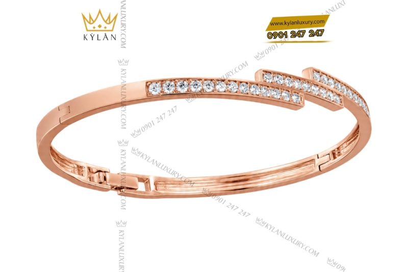 Vòng tay vàng hồng Au750 đính kim cương