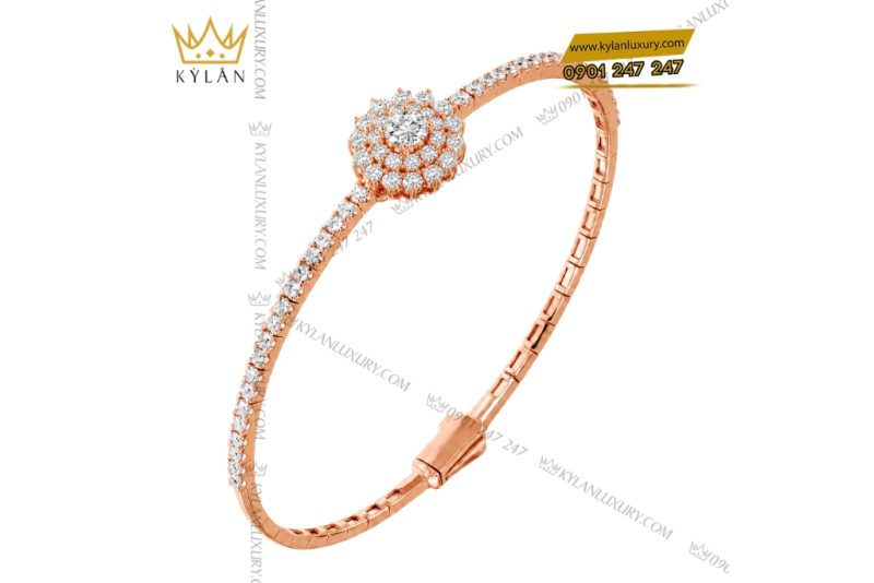 Vòng tay vàng hồng Au750 đính kim cương