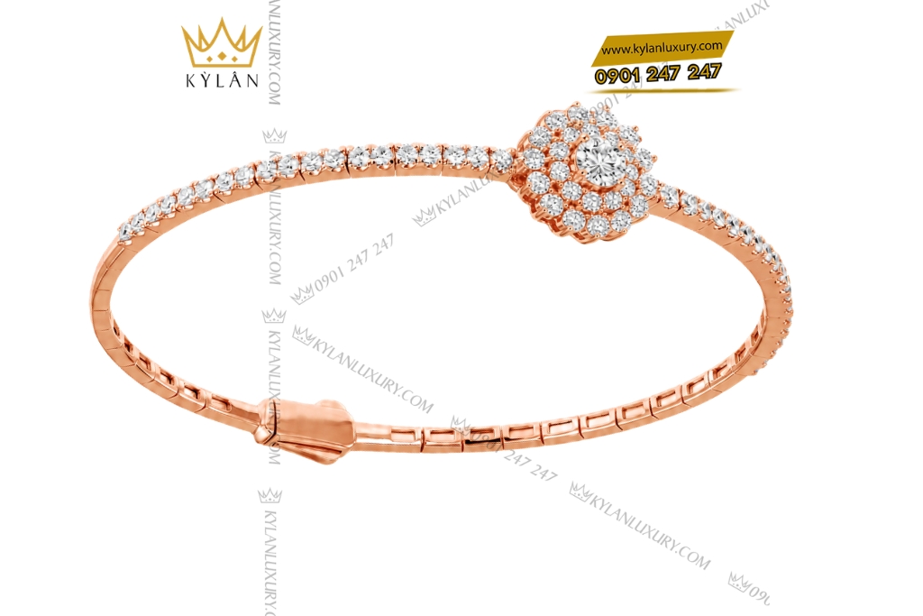 Kỳ Lân Luxury Vong tay vang hong Au750 dinh kim cuong 6 Vòng tay vàng hồng Au750 đính kim cương