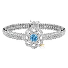 Vòng tay vàng trắng Au750 đính đá Topaz