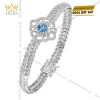 Vòng tay vàng trắng Au750 đính đá Topaz