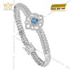Vòng tay vàng trắng Au750 đính đá Topaz
