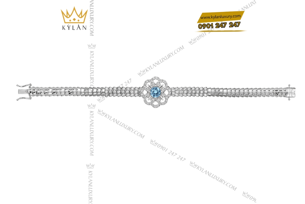 Vòng tay vàng trắng Au750 đính đá Topaz