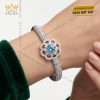 Vòng tay vàng trắng Au750 đính đá Topaz