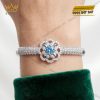 Vòng tay vàng trắng Au750 đính đá Topaz