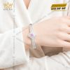 Vòng tay vàng trắng Au750 đính kim cương và sapphire hồng