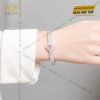 Vòng tay vàng trắng Au750 đính kim cương và sapphire hồng