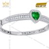 Vòng tay vàng trắng Au750 đính sapphire xanh lá
