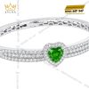 Vòng tay vàng trắng Au750 đính sapphire xanh lá