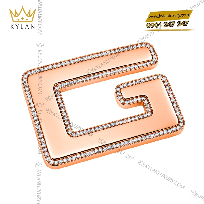 Kỳ Lân Luxury mat that lung chu g vang hong vien kim cuong au750 7 Mặt thắt lưng chữ G vàng hồng viền kim cương