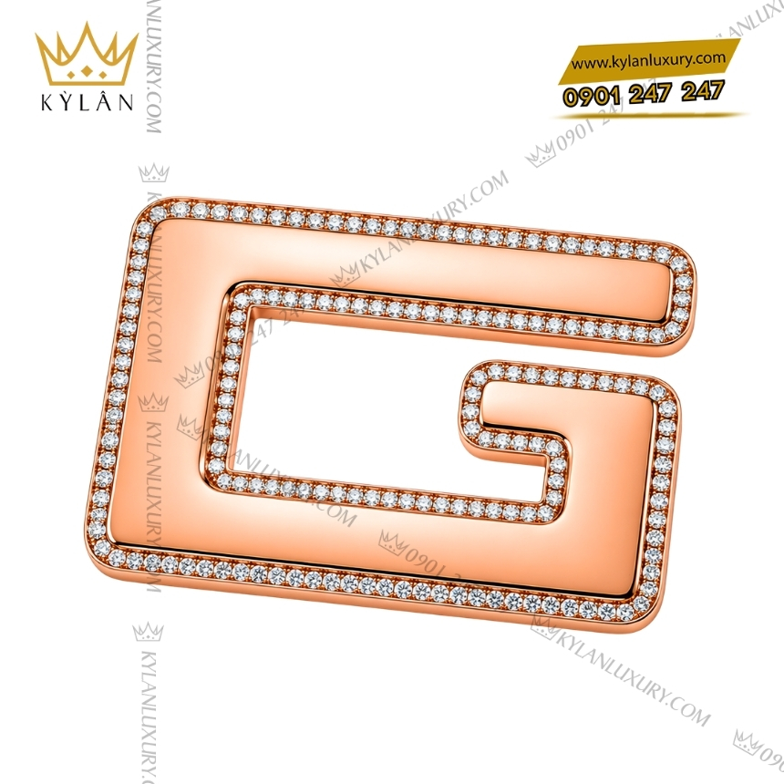 Kỳ Lân Luxury mat that lung chu g vang hong vien kim cuong au750 9 Mặt thắt lưng chữ G vàng hồng viền kim cương