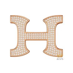 Mặt thắt lưng chữ H kim cương vàng hồng