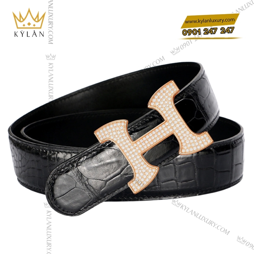 Kỳ Lân Luxury mat that lung chu h kim cuong vang hong 3 Mặt thắt lưng chữ H kim cương vàng hồng