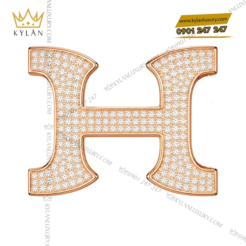 Kỳ Lân Luxury mat that lung chu h kim cuong vang hong 5 Mặt thắt lưng chữ H kim cương vàng hồng