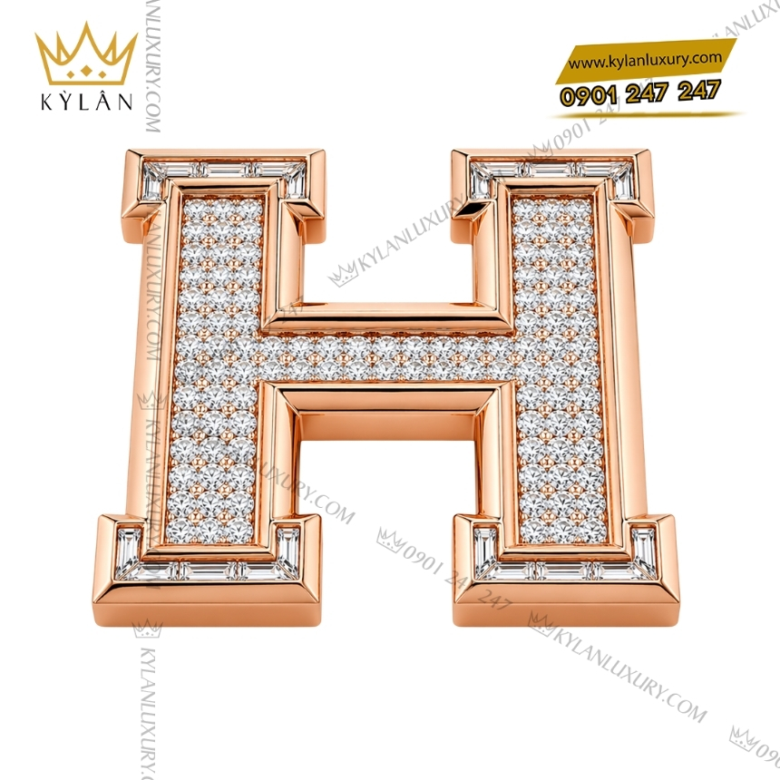Kỳ Lân Luxury mat that lung chu h vang hong dinh kim 3 Mặt thắt lưng chữ H vàng hồng đính kim