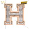 Mặt thắt lưng chữ H vàng hồng đính kim