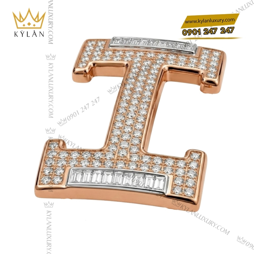 Kỳ Lân Luxury mat that lung chu h vang hong mix vang trang full kim cuong 2 Mặt thắt lưng chữ H vàng hồng mix vàng trắng full kim cương