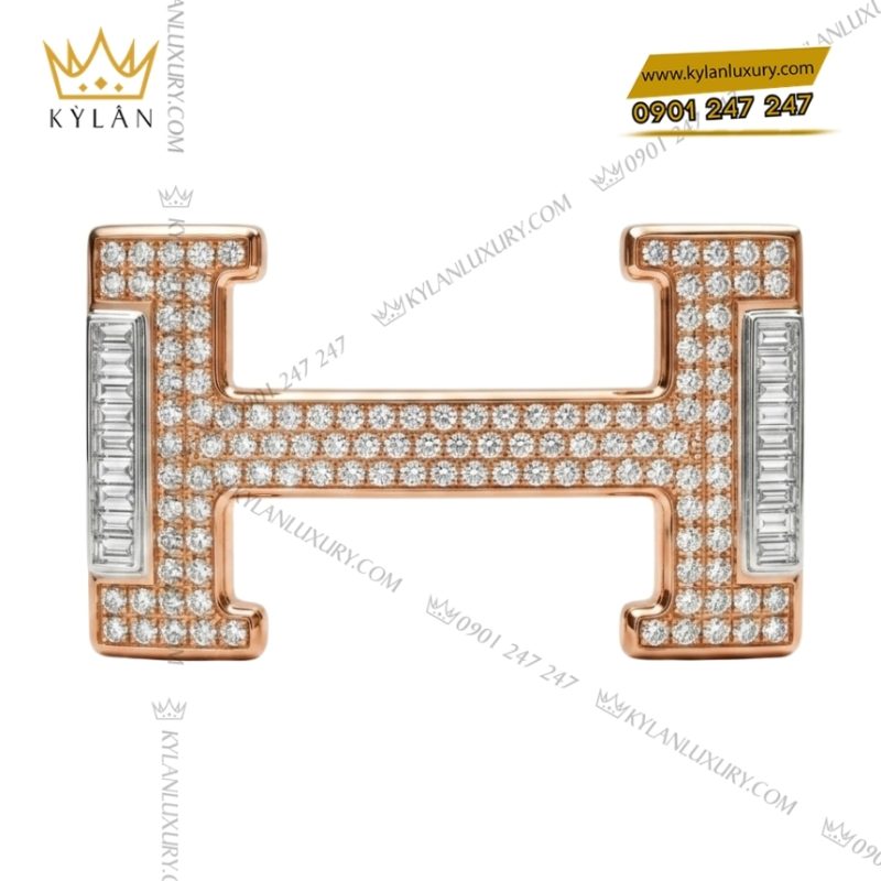 Mặt thắt lưng chữ H vàng hồng mix vàng trắng full kim cương